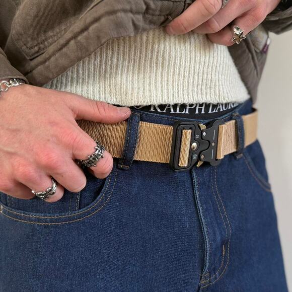 Tan and Cream Tactical Nylon Belt – Utility Military Style, Unisex, New - Picture 6 of 7